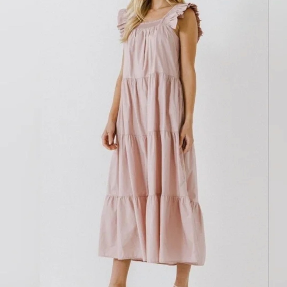 English Factory Tiered Ruffled Midi Dress
